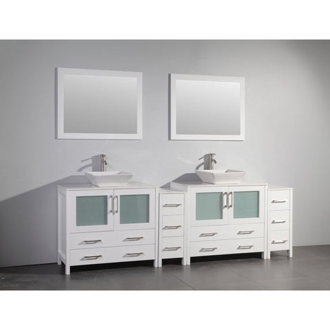 Vanity Art - Monaco 96" Double Vessel Sink Bathroom Vanity Set with Sinks and Mirrors - 2 Side Cabinets