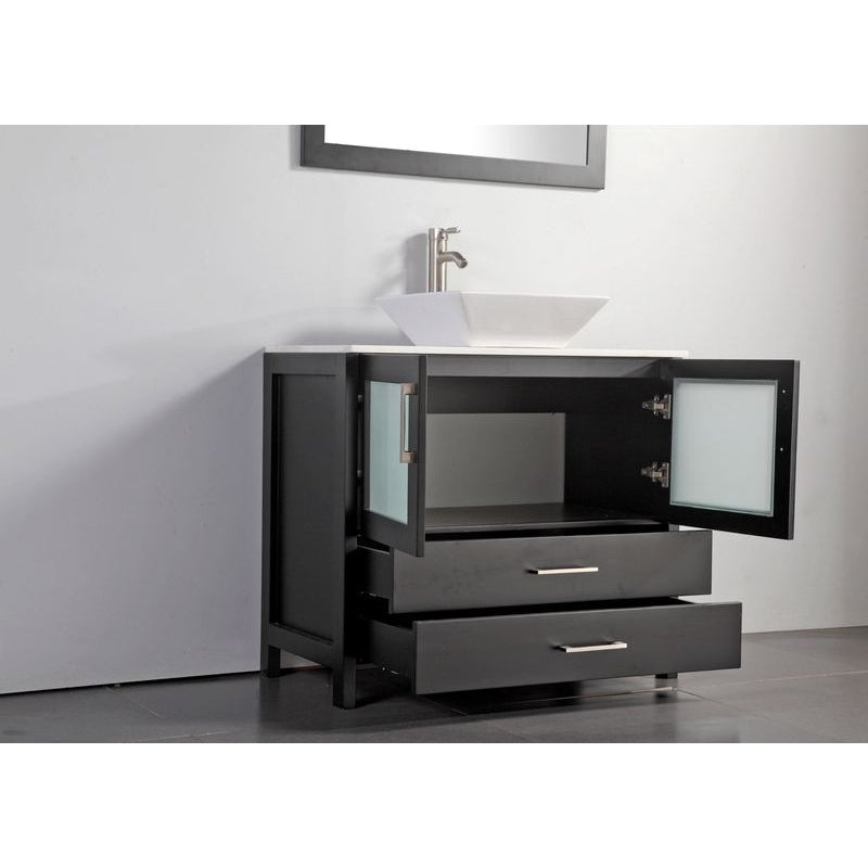 Vanity Art - Monaco 60" Single Vessel Sink Bathroom Vanity Set with Sink and Mirror - 2 Side Cabinets