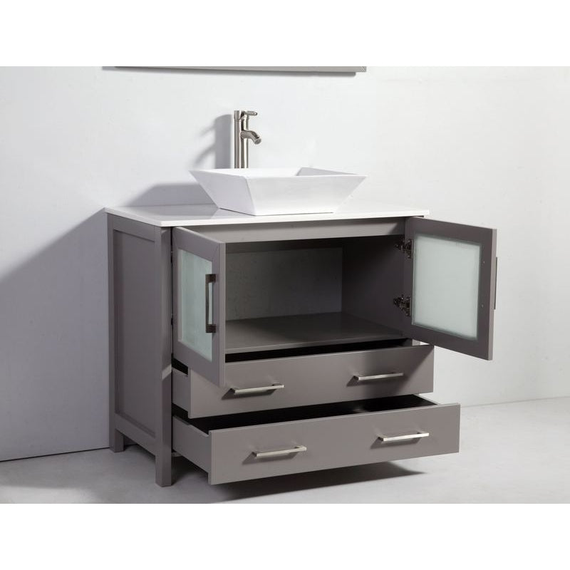 Vanity Art - Monaco 48" Single Vessel Sink Bathroom Vanity Set with Sink and Mirror - 1 Side Cabinet