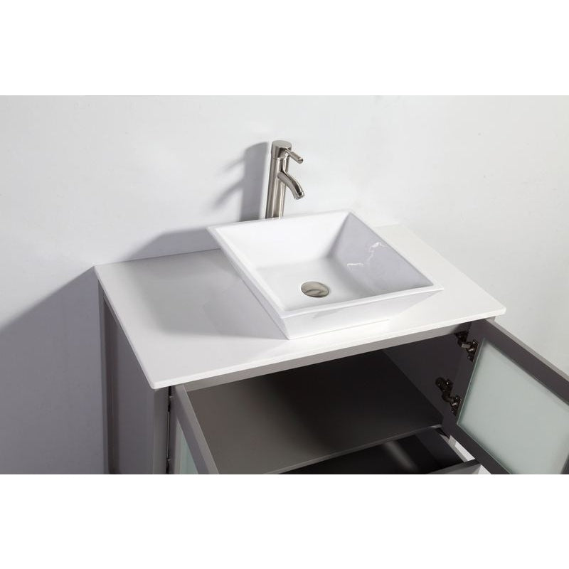 Vanity Art - Monaco 48" Single Vessel Sink Bathroom Vanity Set with Sink and Mirror - 1 Side Cabinet