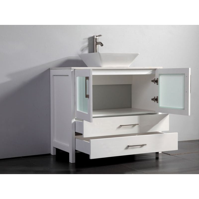 Vanity Art - Monaco 48" Single Vessel Sink Bathroom Vanity Set with Sink and Mirror - 1 Side Cabinet