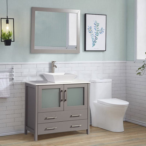 Vanity Art - Monaco 36" Single Vessel Sink Bathroom Vanity Set with Sink and Mirror