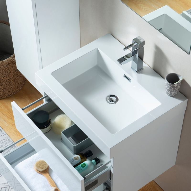 Vanity Art - Berlin 24" Wall-Mount Single Sink Bathroom Vanity