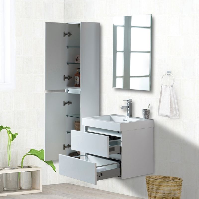 Vanity Art - Berlin 24" Wall-Mount Single Sink Bathroom Vanity