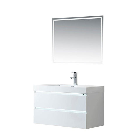 Vanity Art - Riga 36" LED Lighted Wall-Mount Single Sink Bathroom Vanity