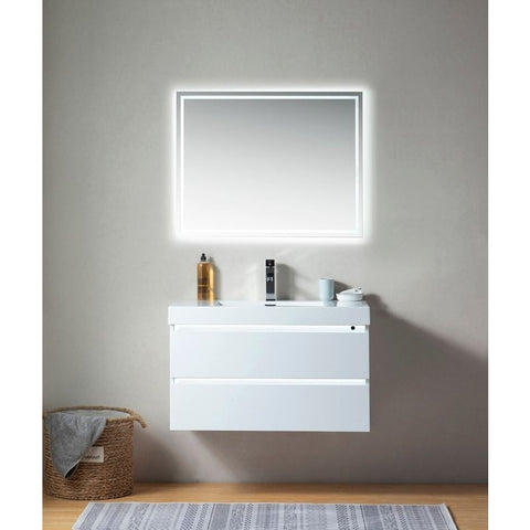 Vanity Art - Riga 36" LED Lighted Wall-Mount Single Sink Bathroom Vanity