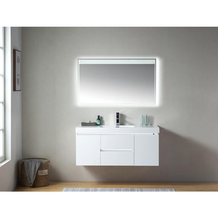 Vanity Art - Riga 48" LED Lighted Single Sink Wall-Mount Bathroom Vanity