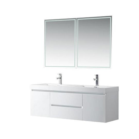 Vanity Art - Berlin 60" Wall-Mount Double Sink Bathroom Vanity