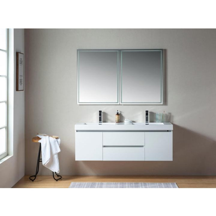 Vanity Art - Berlin 60" Wall-Mount Double Sink Bathroom Vanity