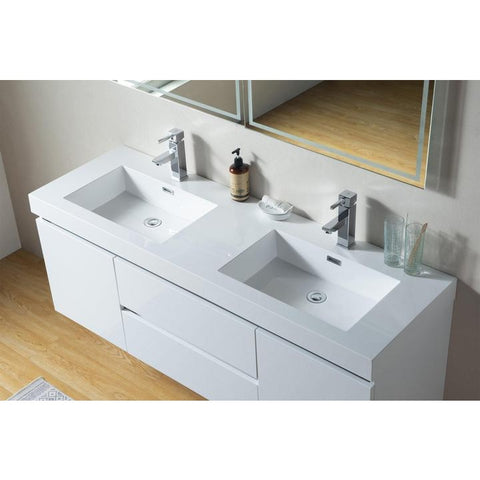 Vanity Art - Berlin 60" Wall-Mount Double Sink Bathroom Vanity