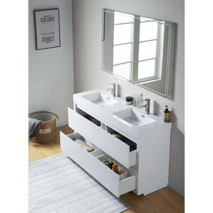 Vanity Art - Berlin 60" Freestanding Double Sink Bathroom Vanity