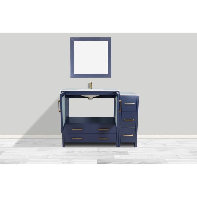 Vanity Art - London 48" Single Sink Bathroom Vanity Set with Sink and Mirror - 1 Side Cabinet