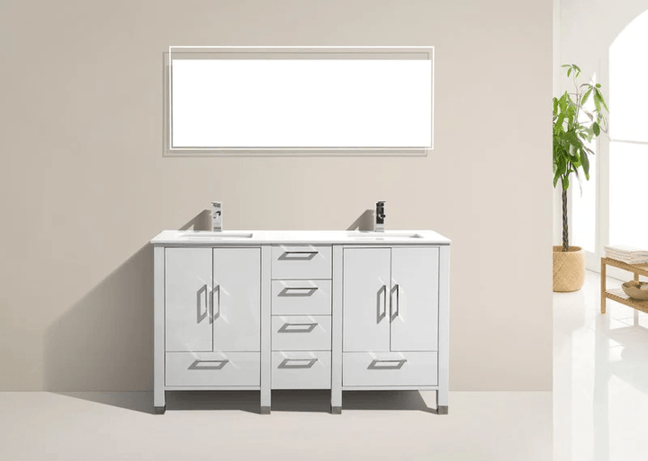 Anziano 60" Double SinkVanity w/  Quartz Countertop - Home and Bath Depot