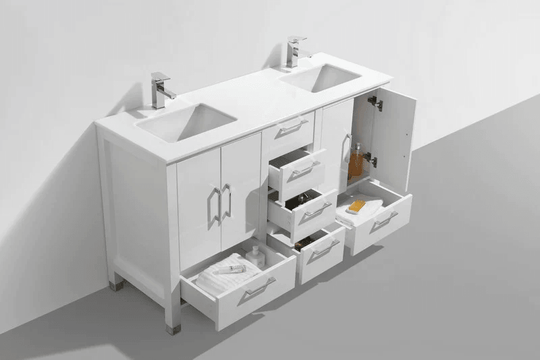 Anziano 60" Double SinkVanity w/  Quartz Countertop - Home and Bath Depot