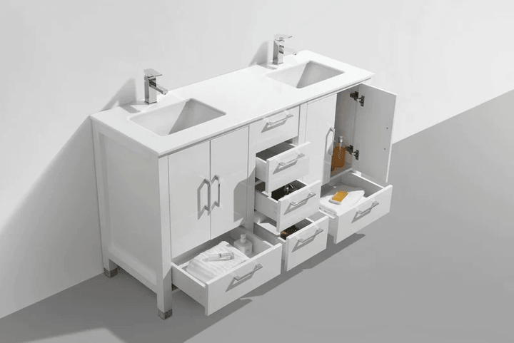 Anziano 60" Double SinkVanity w/  Quartz Countertop - Home and Bath Depot