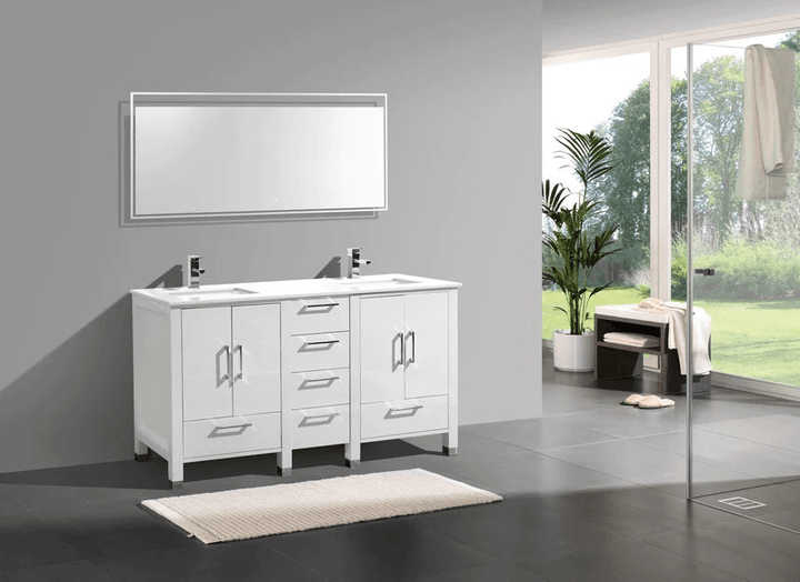 Anziano 60" Double SinkVanity w/  Quartz Countertop - Home and Bath Depot