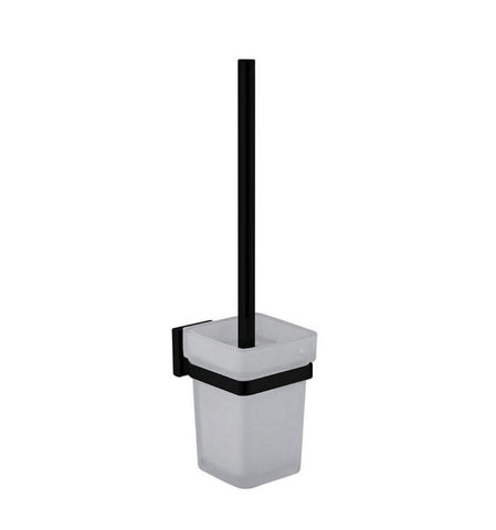 Aqua PLATO Toilet Brush w/ Frosted Glass Cup- Black - Home and Bath Depot
