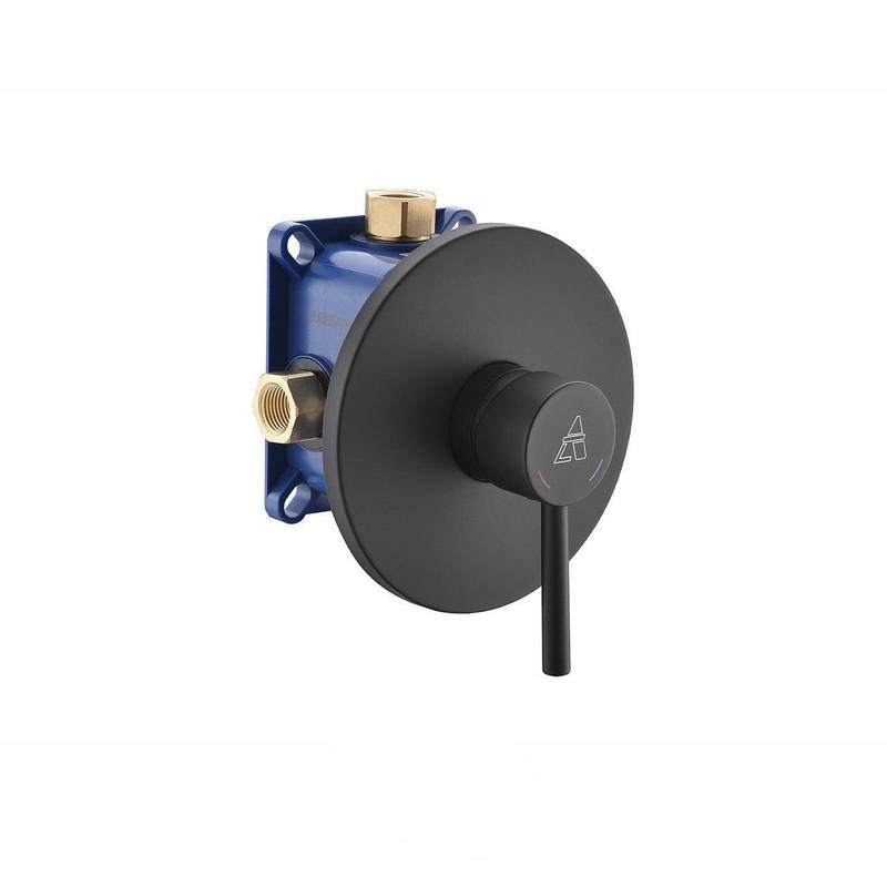 Aqua Rondo 1-Way Rough-In Shower Valve With Cover Plate, Handle and Diverter - Hbdepot