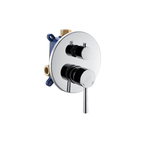 Aqua Rondo 2-Way Rough-In Shower Valve With Cover Plate, Handle and Diverter - Hbdepot