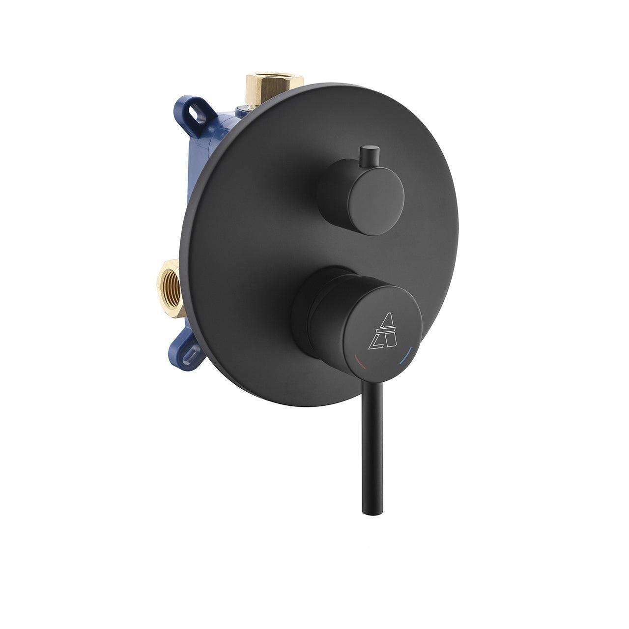 Aqua Rondo 2-Way Rough-In Shower Valve With Cover Plate, Handle and Diverter - Hbdepot
