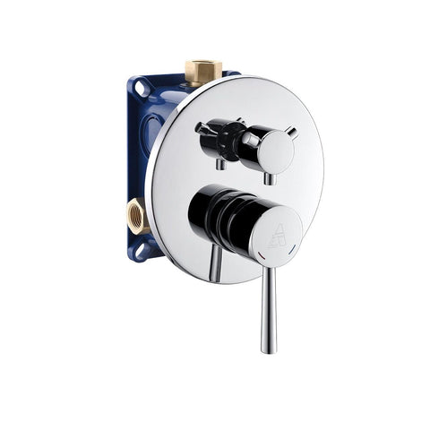 Aqua Rondo 3-Way Rough-In Shower Valve With Cover Plate, Handle and Diverter - Hbdepot