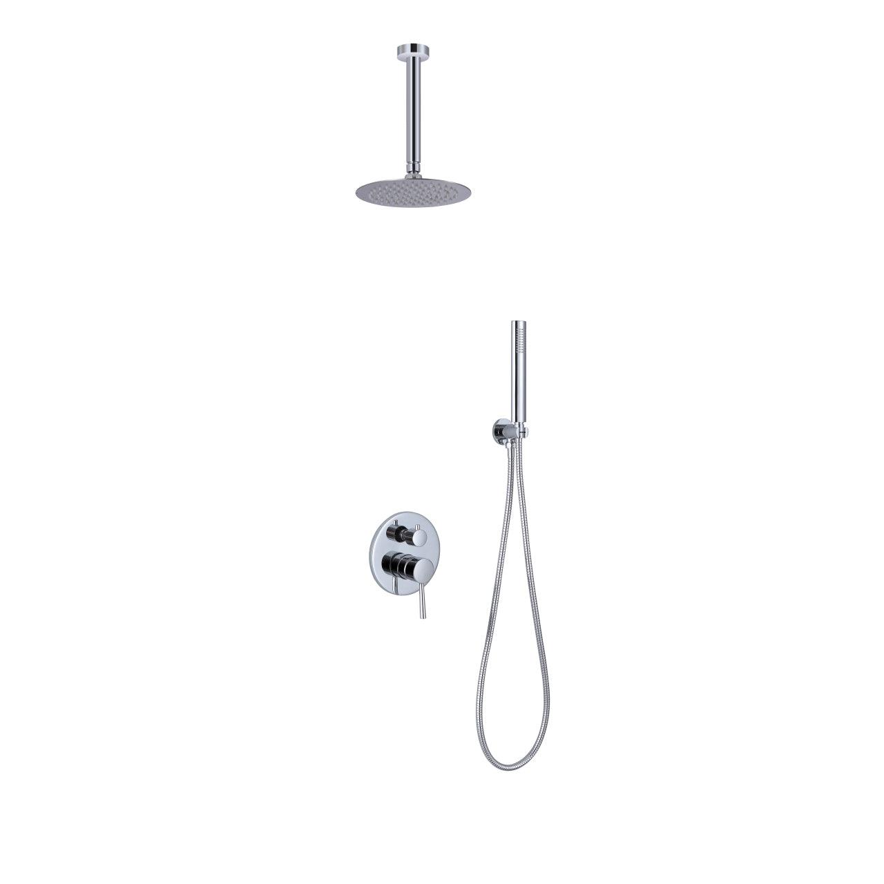 Aqua Rondo Shower Set With Ceiling Mount Rain Shower (Handheld) - Home and Bath Depot