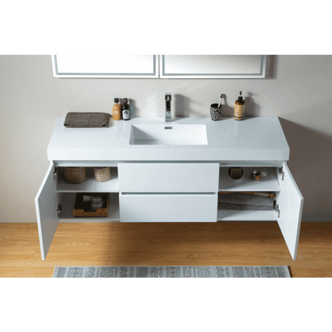 Vanity Art - Berlin 60" Wall-Mount Single Sink Bathroom Vanity