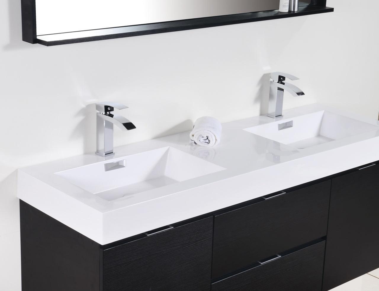 Bliss 60" Double Sink Wall Mount Modern Bathroom Vanity - Home and Bath Depot
