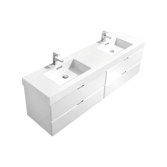 Bliss 72" Double Sink Wall Mount Modern Bathroom Vanity - Home and Bath Depot
