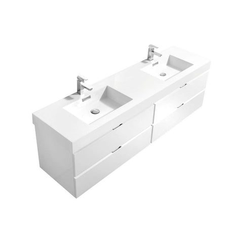 Bliss 72" Double Sink Wall Mount Modern Bathroom Vanity - Home and Bath Depot