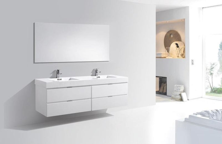 Bliss 72" Double Sink Wall Mount Modern Bathroom Vanity - Home and Bath Depot