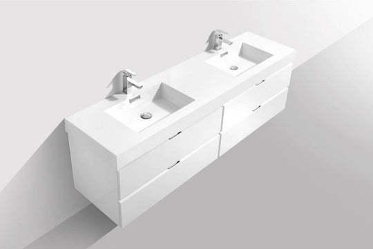 Bliss 72" Double Sink Wall Mount Modern Bathroom Vanity - Home and Bath Depot