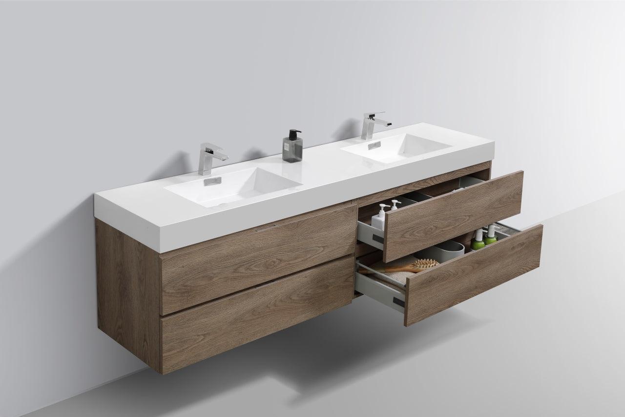 Bliss 80" Double Sink Wall Mount Modern Bathroom Vanity - Home and Bath Depot