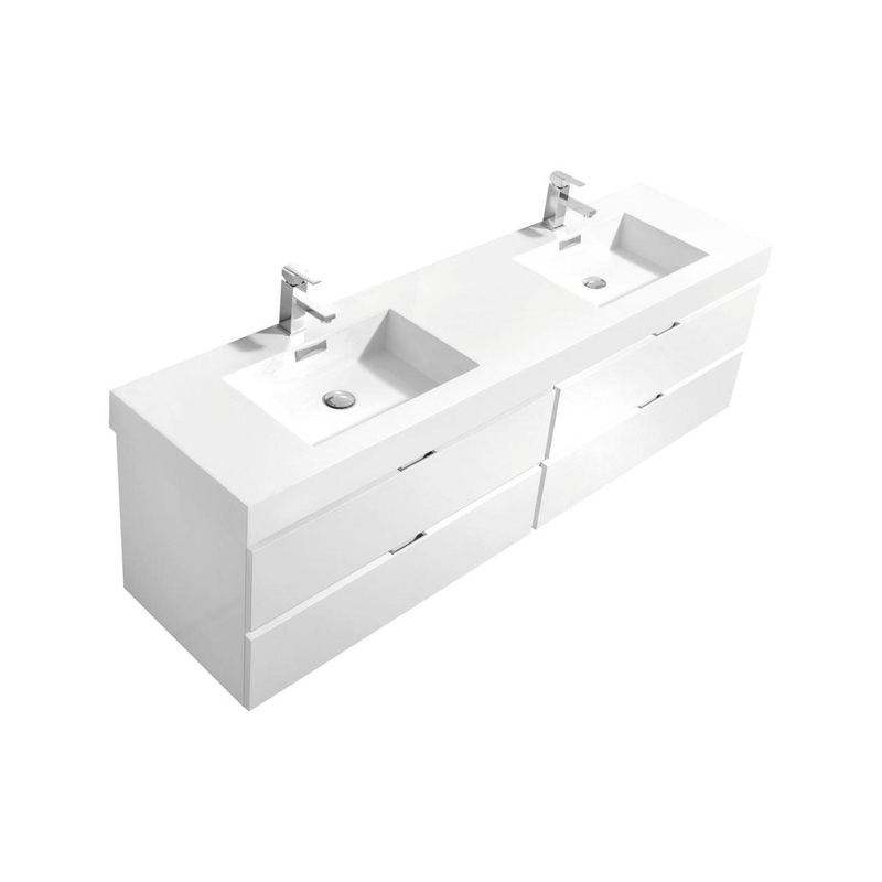 Bliss 80" Double Sink Wall Mount Modern Bathroom Vanity - Home and Bath Depot