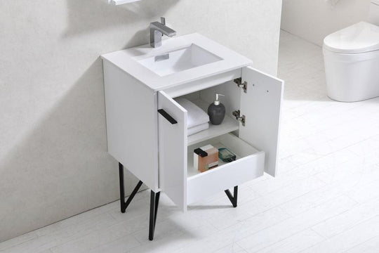 Bosco 24" Modern Bathroom Vanity w/ Quartz Countertop - Home and Bath Depot