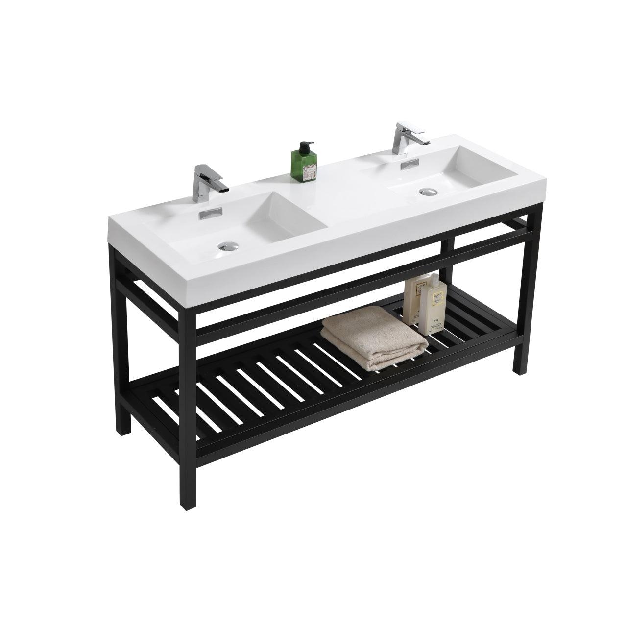 Cisco 60" Double Sink Stainless Steel Console with Acrylic Sink - Home and Bath Depot