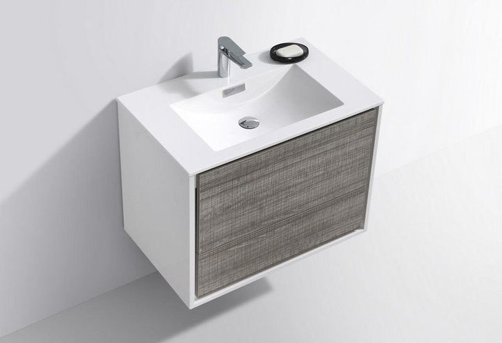 DeLusso 30" Wall Mount Modern Bathroom Vanity - Home and Bath Depot