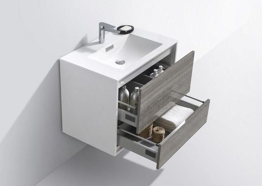 DeLusso 30" Wall Mount Modern Bathroom Vanity - Home and Bath Depot