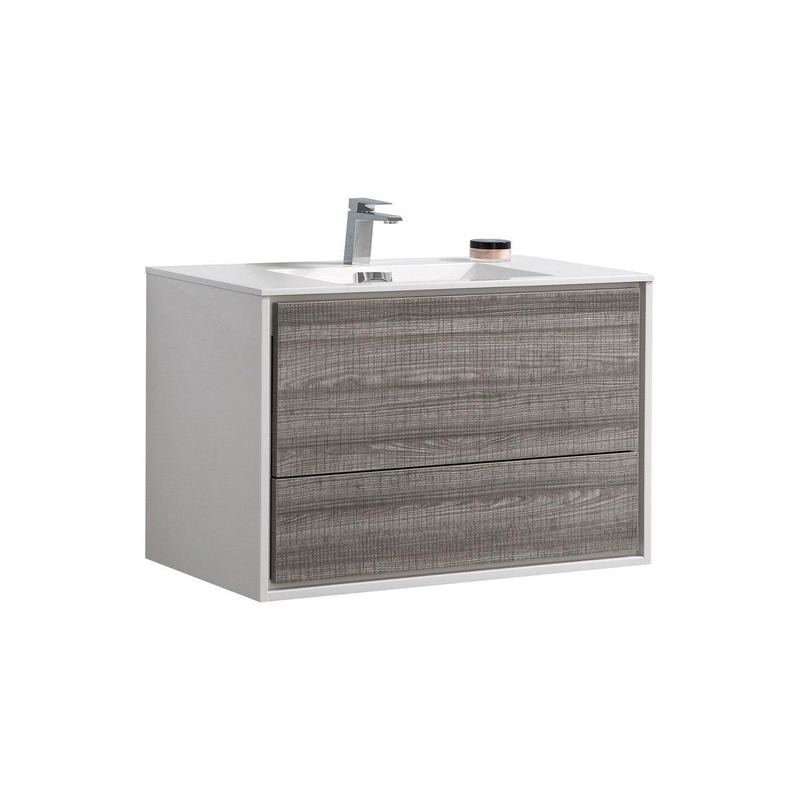 DeLusso 36" Wall Mount Modern Bathroom Vanity - Home and Bath Depot