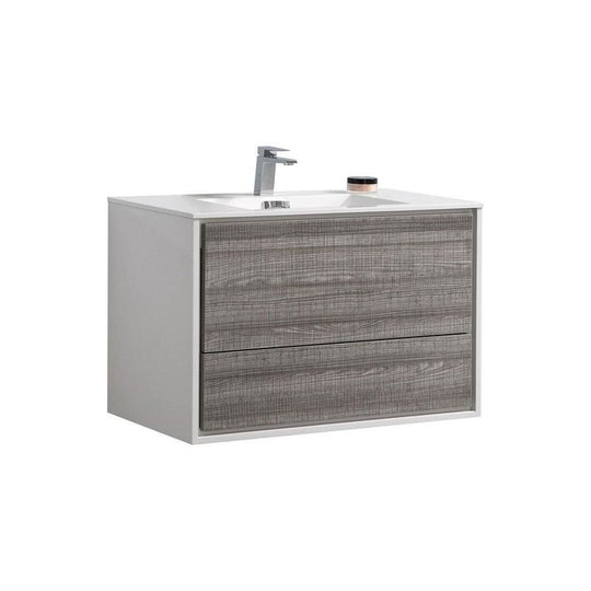 DeLusso 36" Wall Mount Modern Bathroom Vanity - Home and Bath Depot