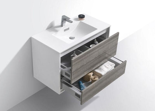 DeLusso 36" Wall Mount Modern Bathroom Vanity - Home and Bath Depot