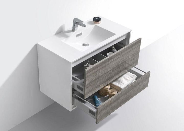 DeLusso 36" Wall Mount Modern Bathroom Vanity - Home and Bath Depot
