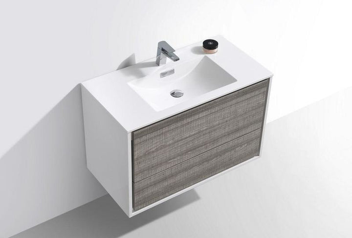 DeLusso 36" Wall Mount Modern Bathroom Vanity - Home and Bath Depot
