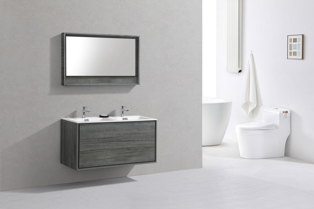 DeLusso 48" Double Sink Wall Mount Modern Bathroom Vanity - Home and Bath Depot