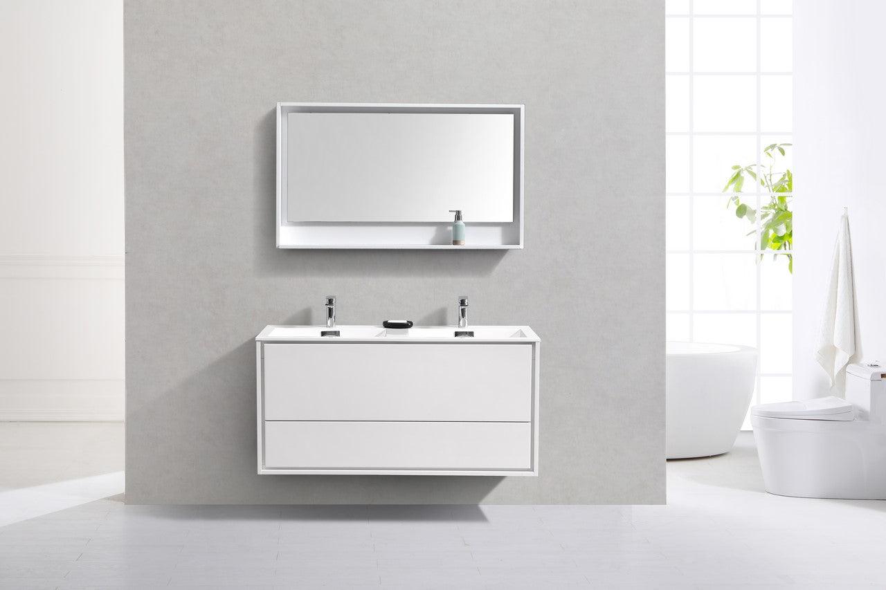 DeLusso 48" Double Sink Wall Mount Modern Bathroom Vanity - Home and Bath Depot