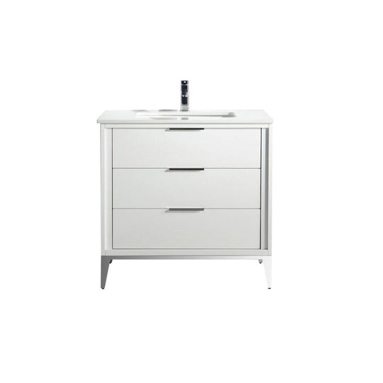 Divani 36" Gloss Vanity with Quartz Countertop - Hbdepot
