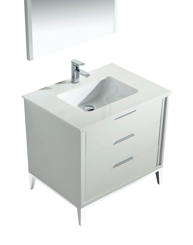 Divani 36" Gloss Vanity with Quartz Countertop - Hbdepot