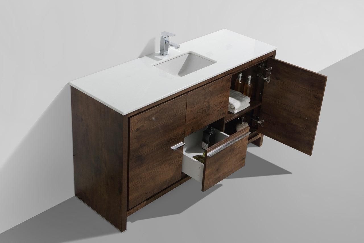 Dolce 60″ Modern Bathroom Vanity with White Quartz Counter-Top - Hbdepot
