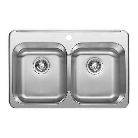 Elroy 32" x 21" Top-Mount Double Bowl Kitchen Sink - Hbdepot