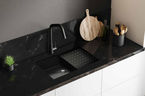 Essenza 40" x 17" Granite Kitchen Sink with Drainboard - Hbdepot